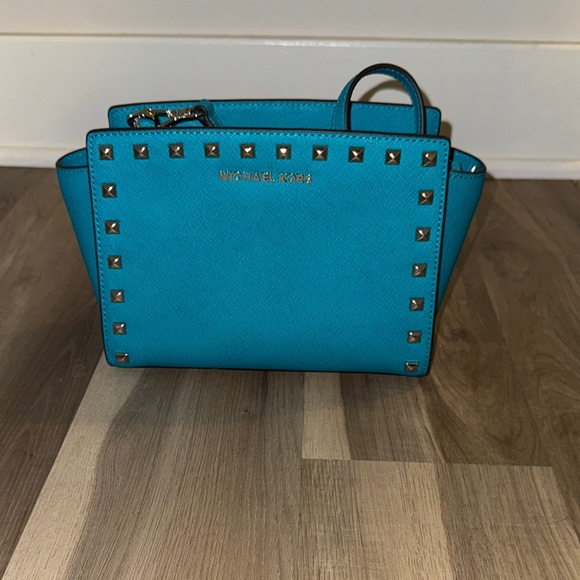 Michael Kors Turquoise Studded Mini Bag - Picture 1 of 3